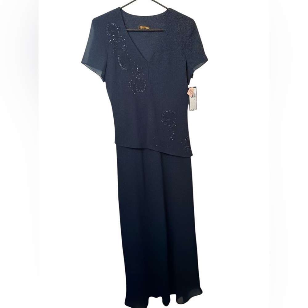 Studio I Black Formal Full Length SS Dress NWT